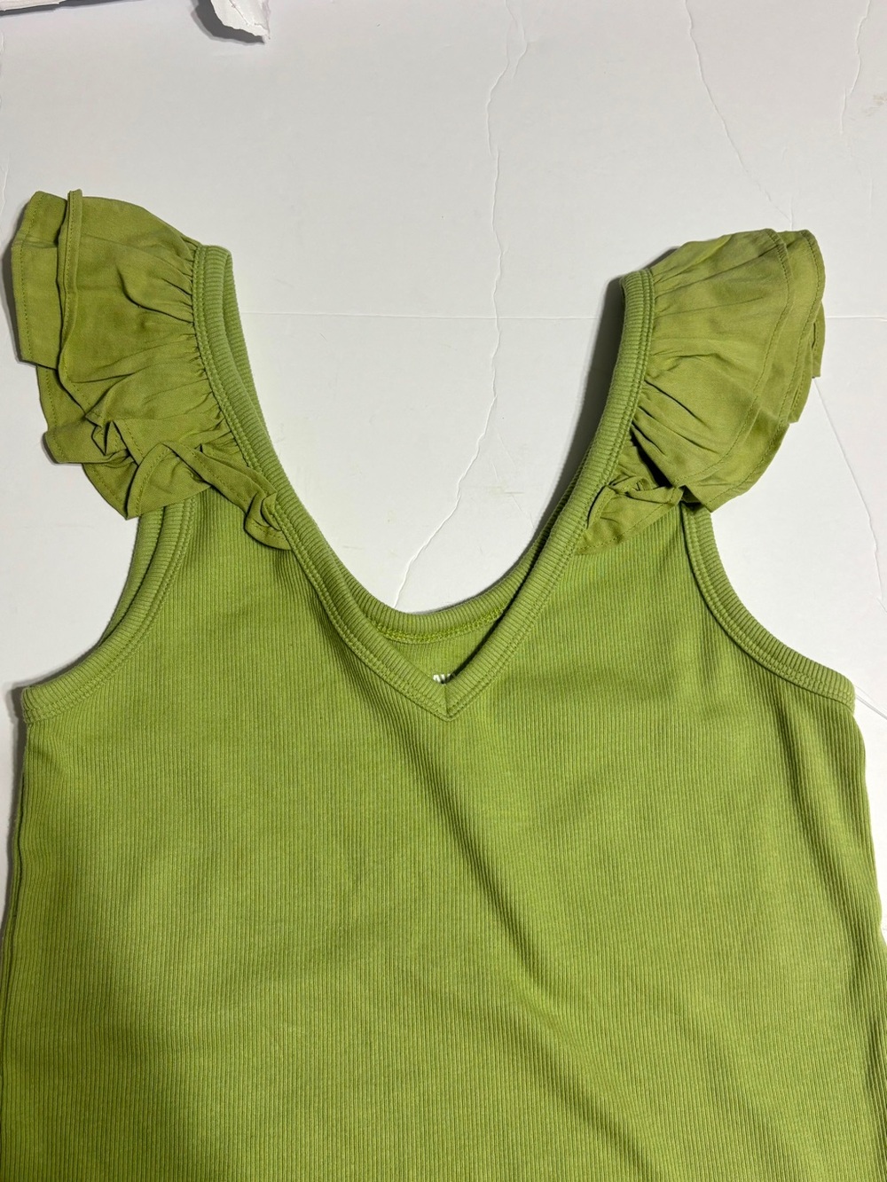 Old Navy Lime Green Ruffle Sleeve V-Neck Tank